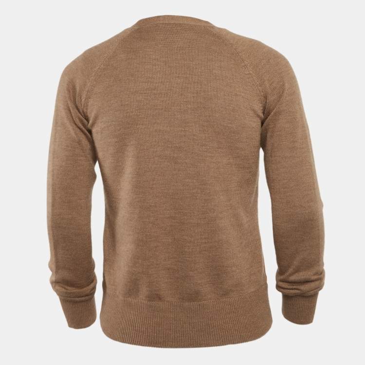 Pre Owned Ralph Lauren Brown Suede and Knit Cardigan L