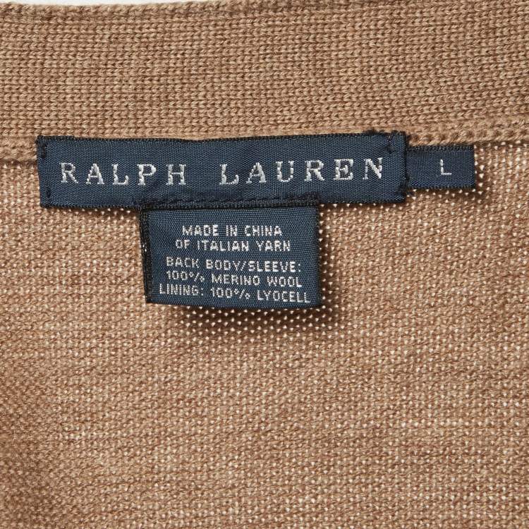 Pre Owned Ralph Lauren Brown Suede and Knit Cardigan L