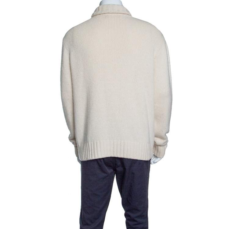 Pre Owned Ralph Lauren Cream Cashmere Turtle Neck Long Sleeve Sweater XL