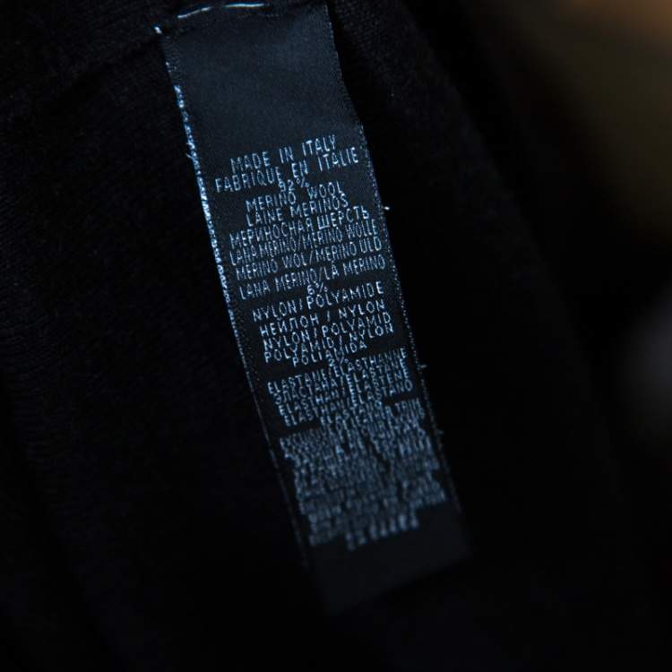 Pre Owned Ralph Lauren Charcoal Grey Merino Wool Leather Panel Detail Sweater M
