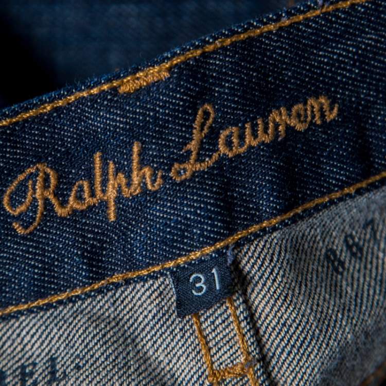 Pre Owned Ralph Lauren Indigo Duotone Washed Denim Faded Effect Boot Cut Jeans M