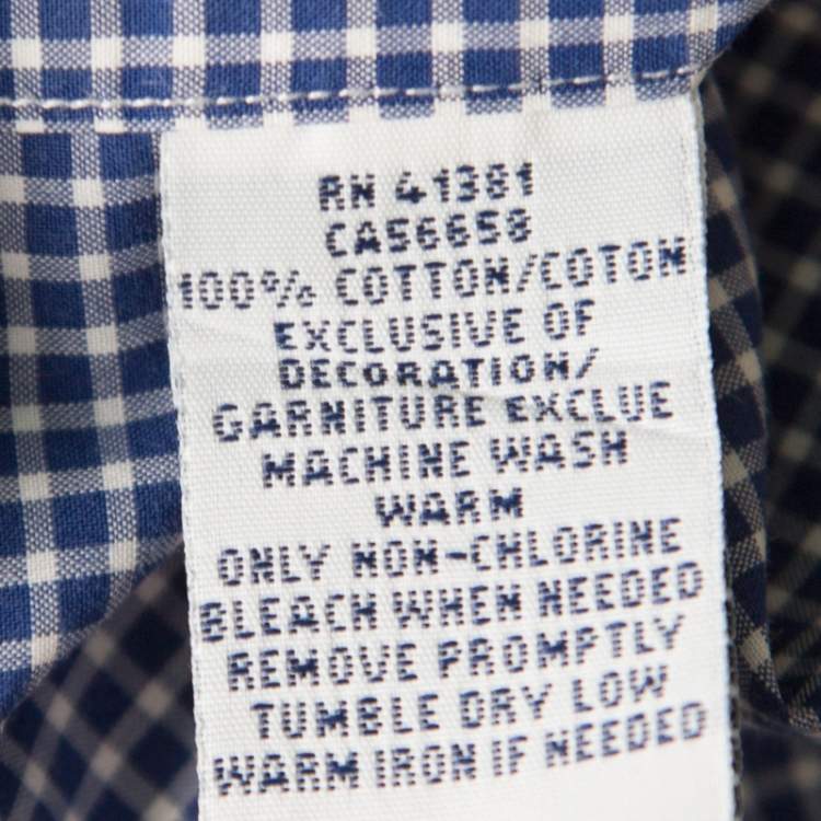 Pre Owned Ralph Lauren Blue Gingham Checked Cotton Logo Embroidered Long Sleeve Shirt XXL