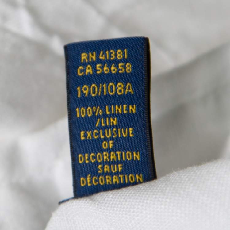 Pre Owned Ralph Lauren White Linen Logo Embroidered Slim Fit Button Down Shirt XXL