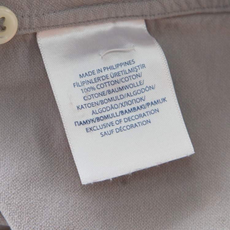 Pre Owned Ralph Lauren Grey Cotton Logo Embroidered Button Down Slim Fit Shirt XL