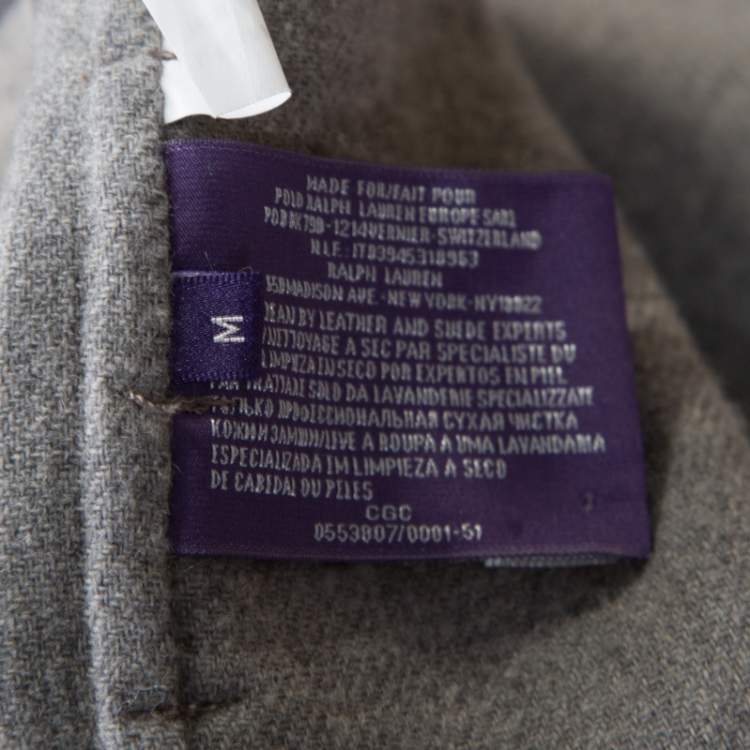 Pre Owned Ralph Lauren Melange Grey Wool And Silk Blend Belted Jacket M
