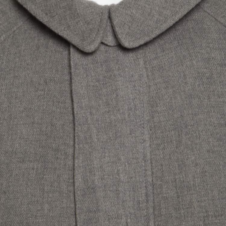 Pre Owned Ralph Lauren Melange Grey Wool And Silk Blend Belted Jacket M