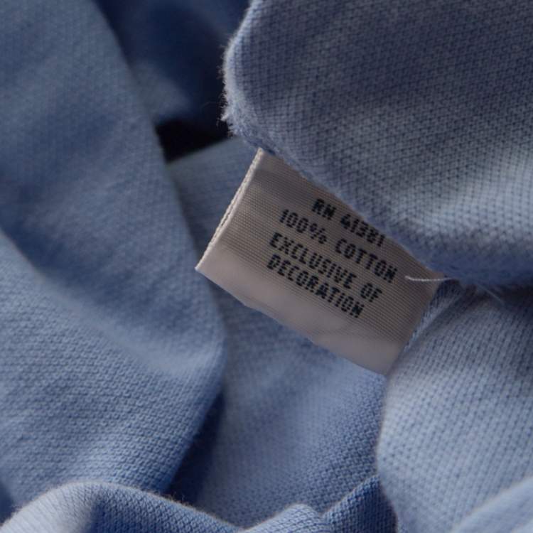 مملوكة مسبقًا Ralph Lauren Featherweight Mesh Cabana Blue Cotton Pique Knit Long Sleeve Shirt S