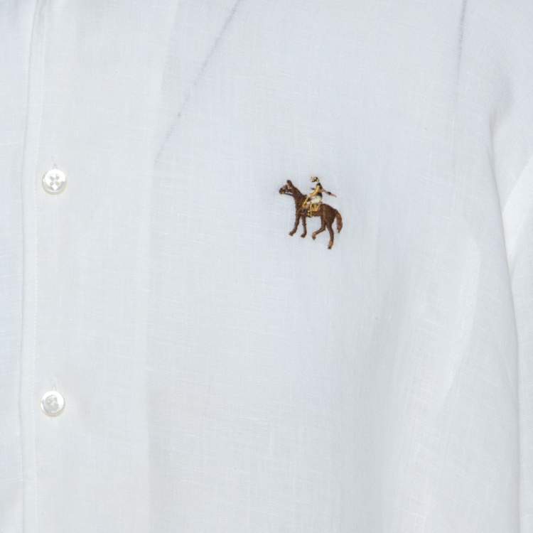 Pre Owned Ralph Lauren White Linen Long Sleeve Button Front Shirt XXL
