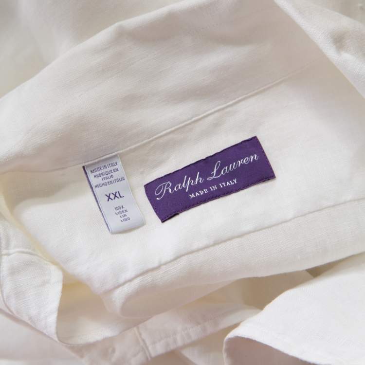 Pre Owned Ralph Lauren White Linen Long Sleeve Button Front Shirt XXL