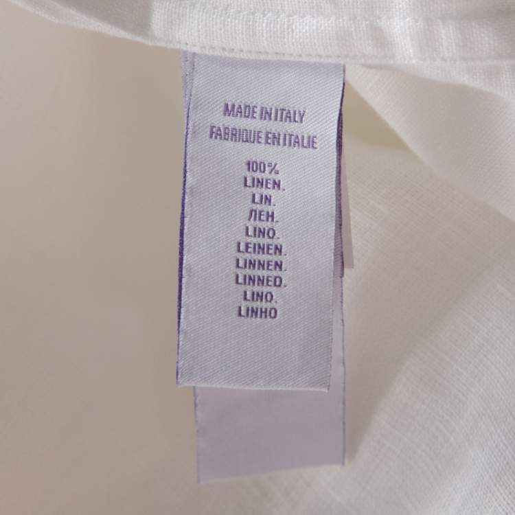 Pre Owned Ralph Lauren White Linen Long Sleeve Button Front Shirt XXL