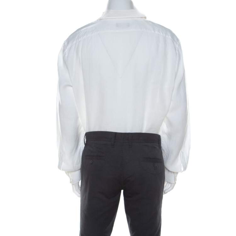 Pre Owned Ralph Lauren White Linen Long Sleeve Button Front Shirt XXL