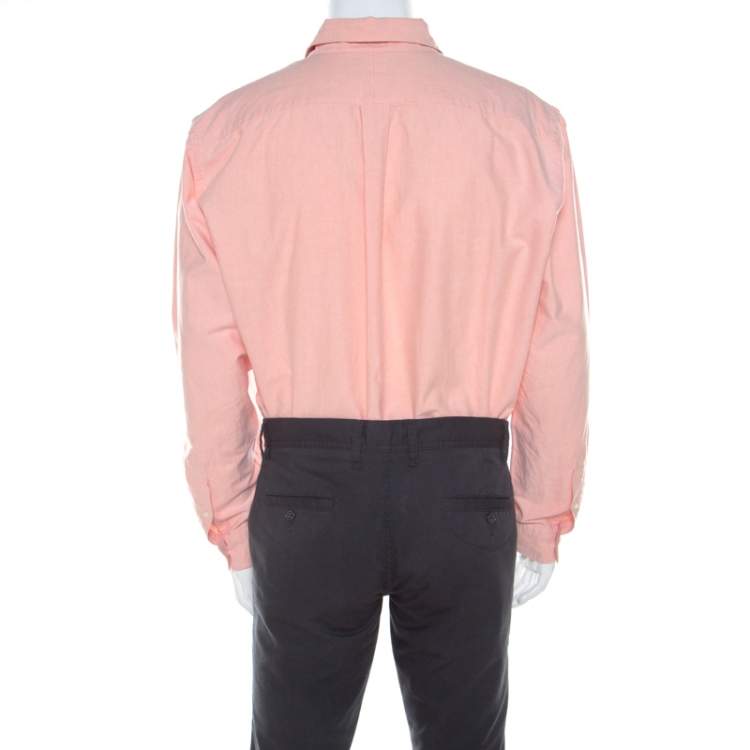 مملوكة مسبقًا Ralph Lauren Peach Pink Cotton Logo Embroidered Classic Fit Shirt XL 