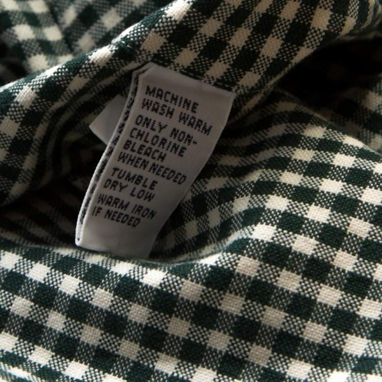 Pre Owned Ralph Lauren Green & White Checkered Cotton Classic Fit Shirt M