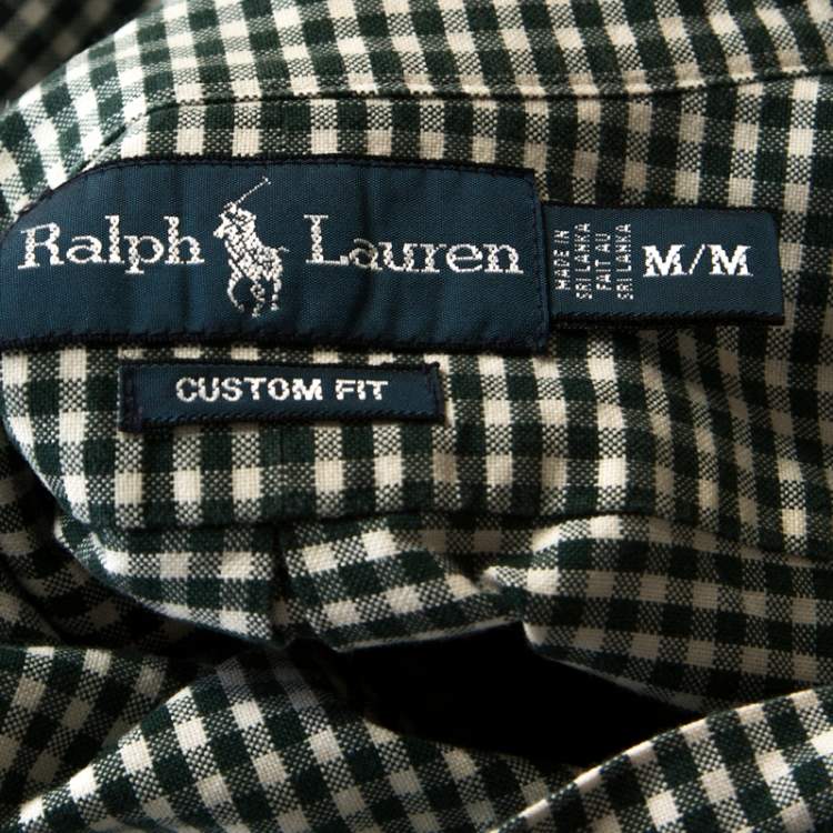 Pre Owned Ralph Lauren Green & White Checkered Cotton Classic Fit Shirt M