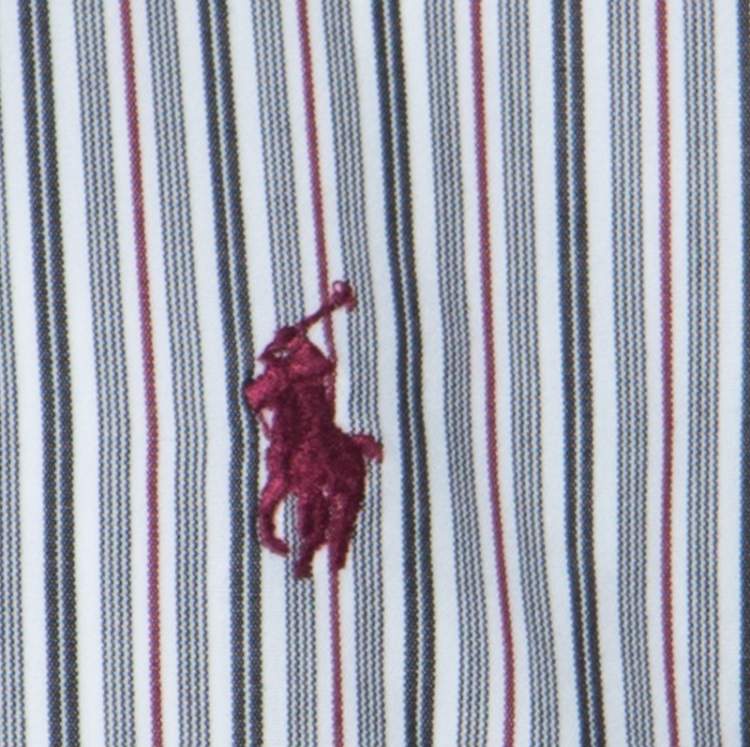 مملوكة مسبقًا Ralph Lauren Grey Striped Cotton Classic Fit Button Down Shirt L 