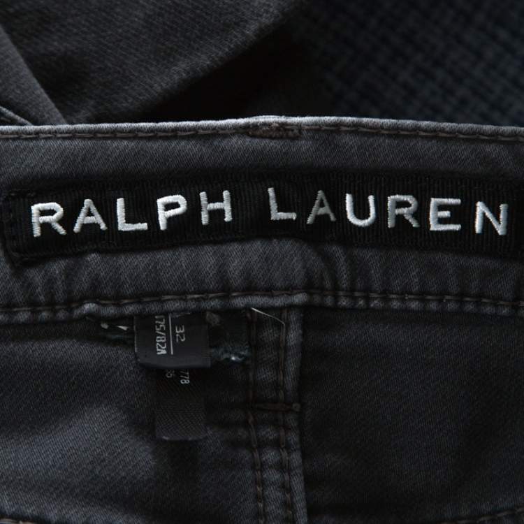 Pre Owned Ralph Lauren Charcoal Grey Denim Slim Fit Piston Moto Jeans M