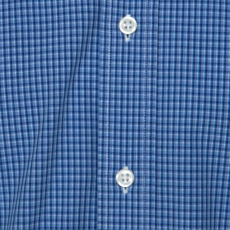 Pre Owned Ralph Lauren Blue Checked Cotton Button Down Collar Shirt L