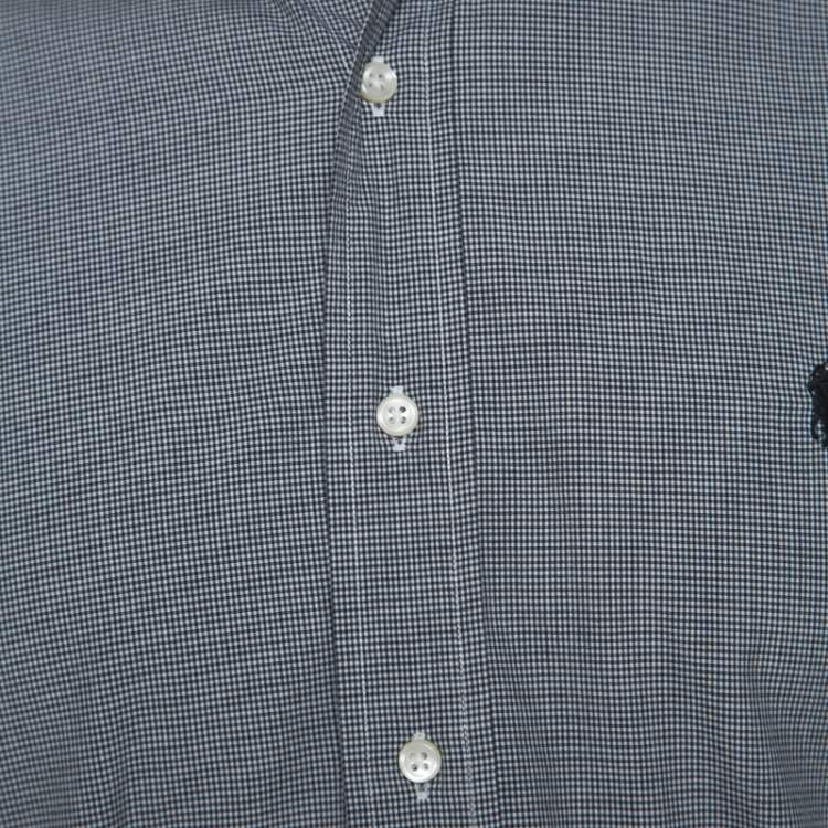 Pre Owned Ralph Lauren Monochrome Micro Check Cotton Button Front Shirt XXL