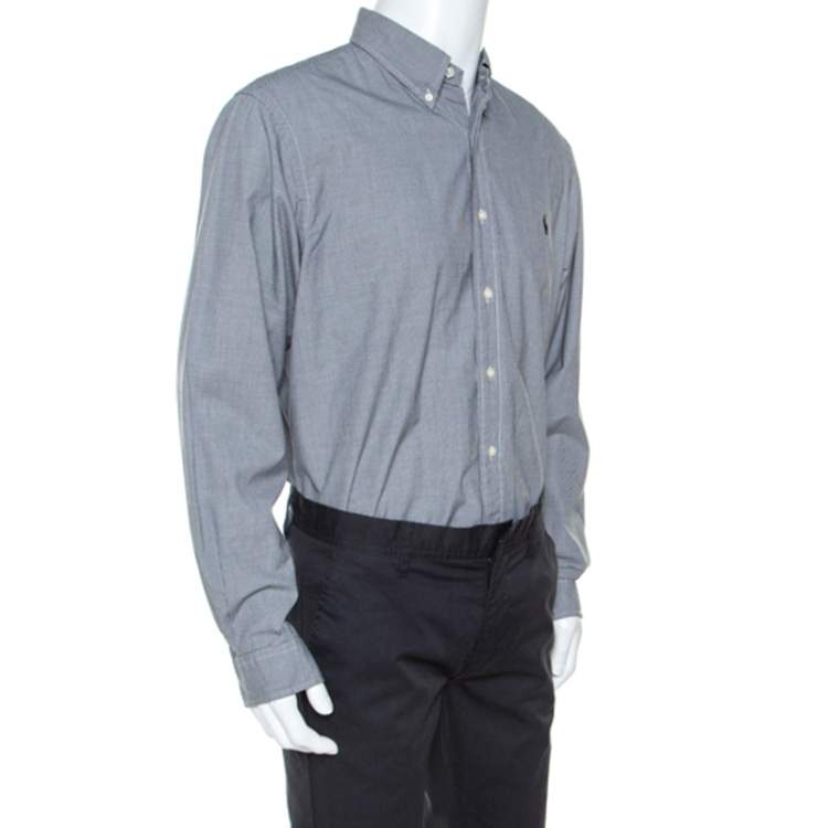 Pre Owned Ralph Lauren Monochrome Micro Check Cotton Button Front Shirt XXL