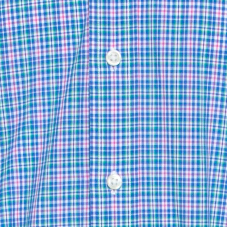 Pre Owned Ralph Lauren Blue Plaid Cotton Button Down Collar Shirt L