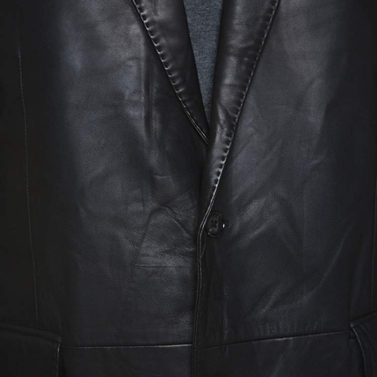 Pre Owned Ralph Lauren Black Lamb Leather Anthony Sport Coat XL 