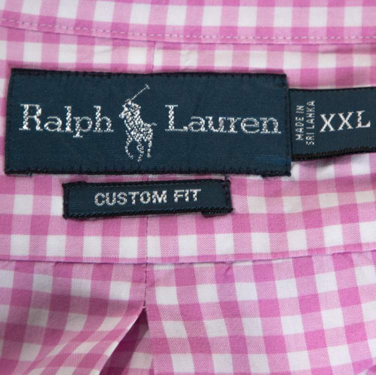 Pre Owned Ralph Lauren Pink Gingham Check Cotton Custom Fit Shirt XXL