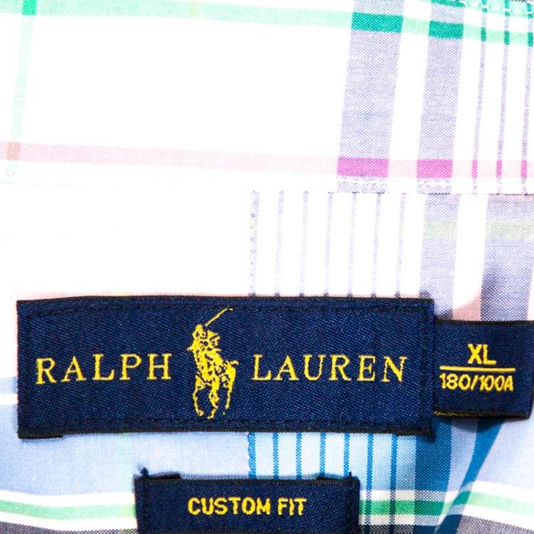 Pre Owned Ralph Lauren Multicolor Madras Check Cotton Custom Fit Shirt XL