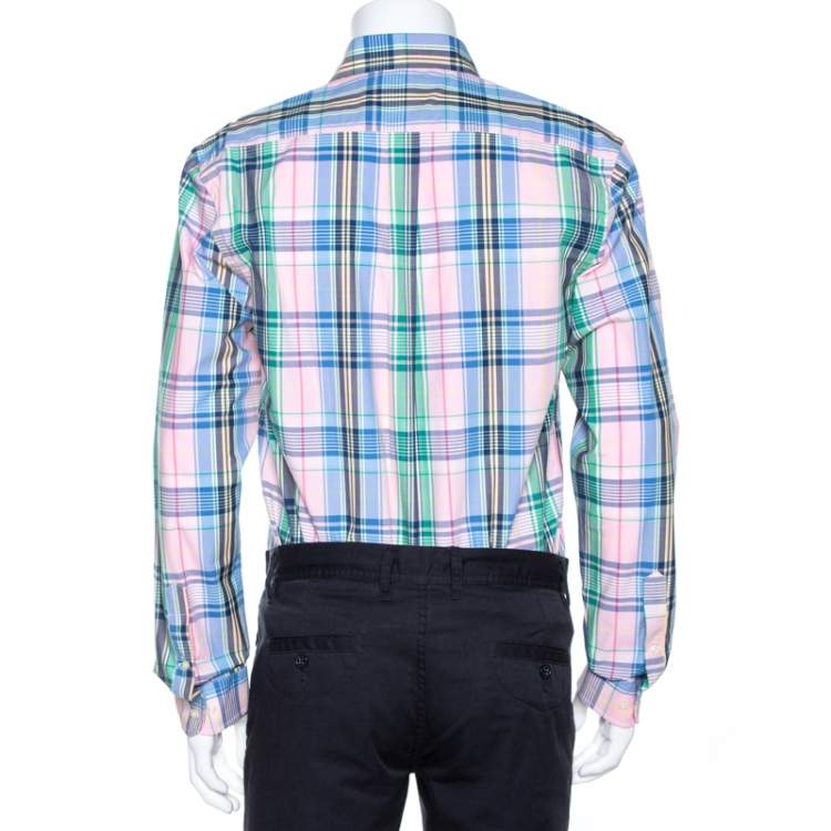 Pre Owned Ralph Lauren Multicolor Madras Check Cotton Custom Fit Shirt XL