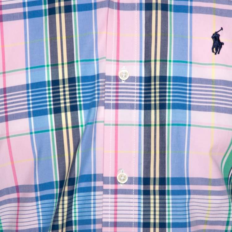 Pre Owned Ralph Lauren Multicolor Madras Check Cotton Custom Fit Shirt XL