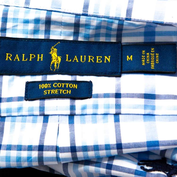 Pre Owned Ralph Lauren Bicolor Checked Cotton Button Down Shirt M