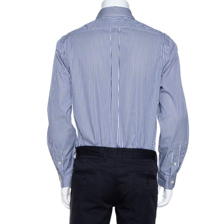 blue and white striped ralph lauren shirt