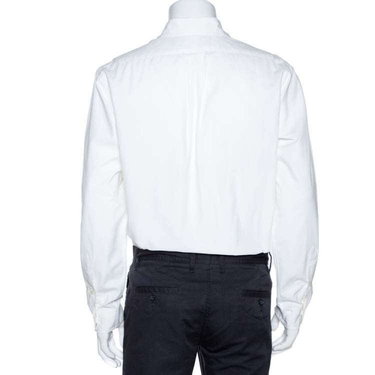 Pre Owned Ralph Lauren White Cotton Button Down Custom Fit Shirt L 