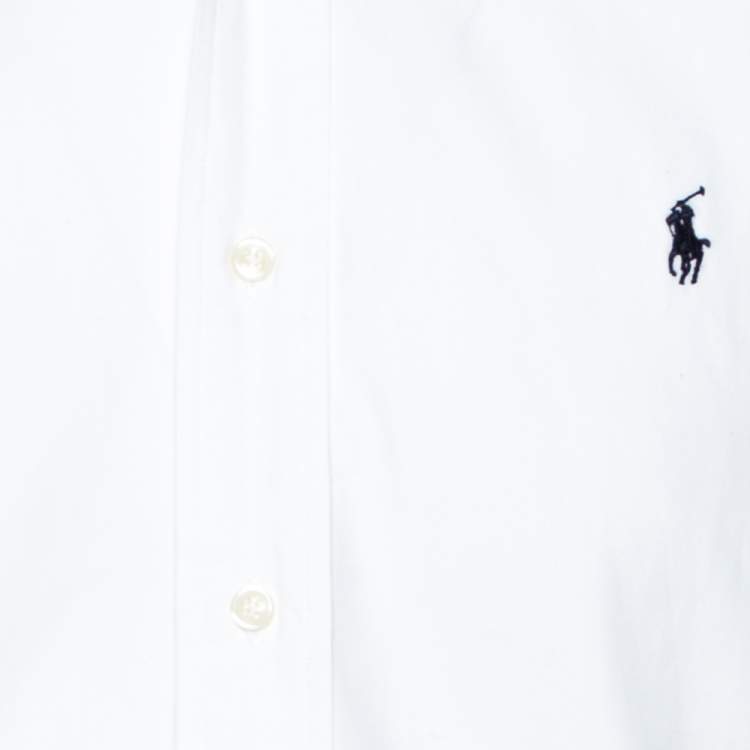 Pre Owned Ralph Lauren White Cotton Button Down Custom Fit Shirt L 