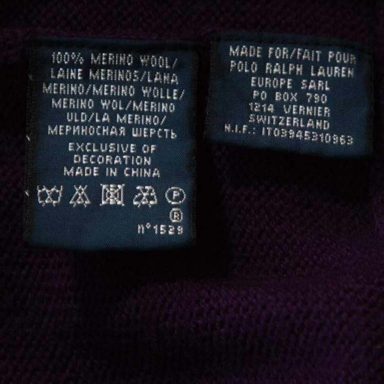 Pre Owned Ralph Lauren Purple Merino Wool Hooded & Fitted Sweater L