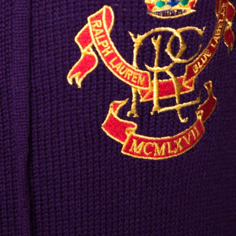Pre Owned Ralph Lauren Purple Merino Wool Hooded & Fitted Sweater L