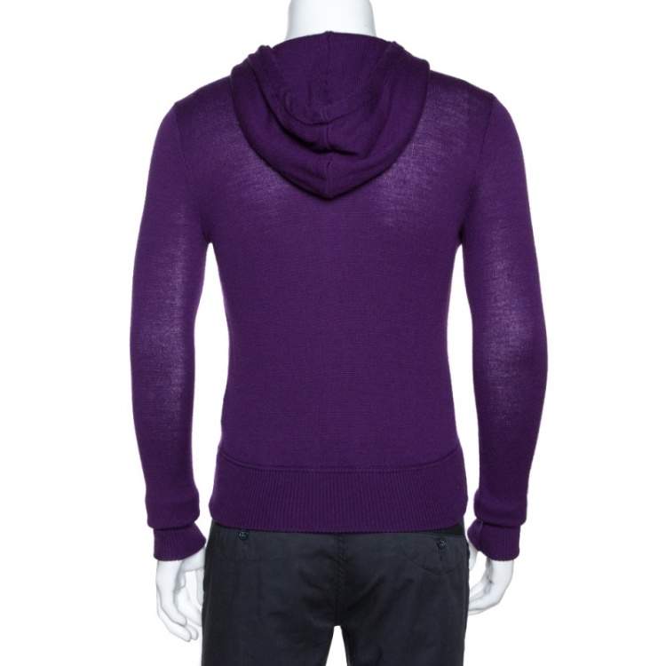 Pre Owned Ralph Lauren Purple Merino Wool Hooded & Fitted Sweater L