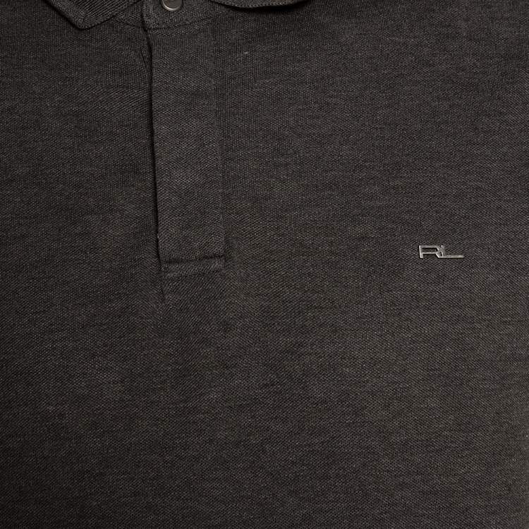 Pre Owned Ralph Lauren Charcoal Grey Cotton Pique Metal Logo Detail Polo T Shirt XL
