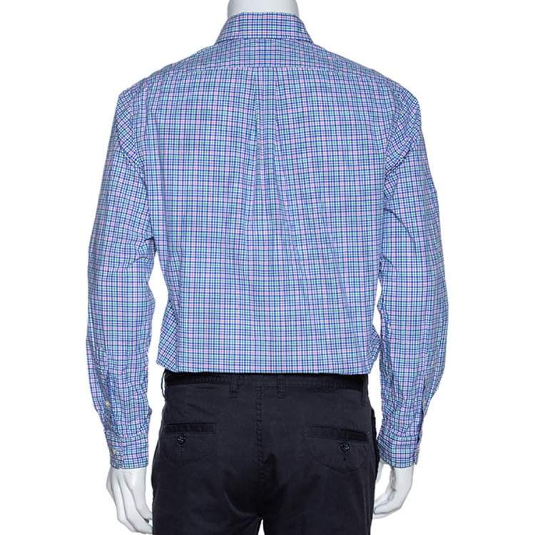 Pre Owned Ralph Lauren Blue Checked Cotton Long Sleeve Button Down Shirt M