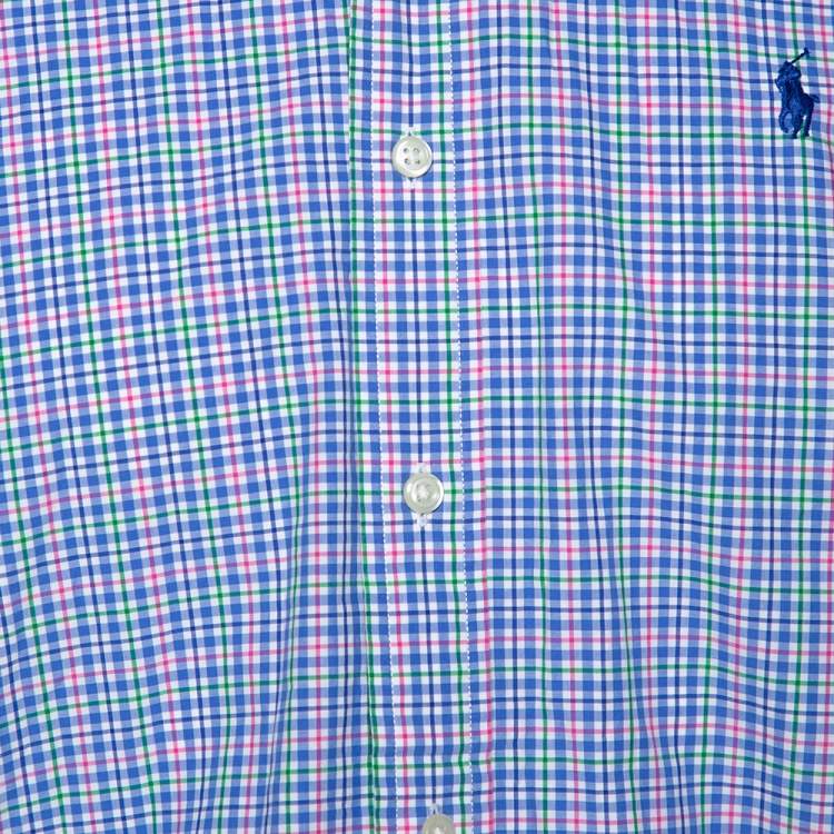 Pre Owned Ralph Lauren Blue Checked Cotton Long Sleeve Button Down Shirt M