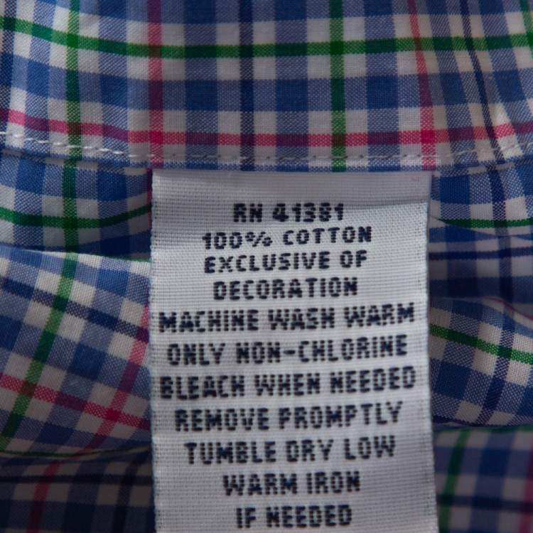 Pre Owned Ralph Lauren Blue Checked Cotton Long Sleeve Button Down Shirt M