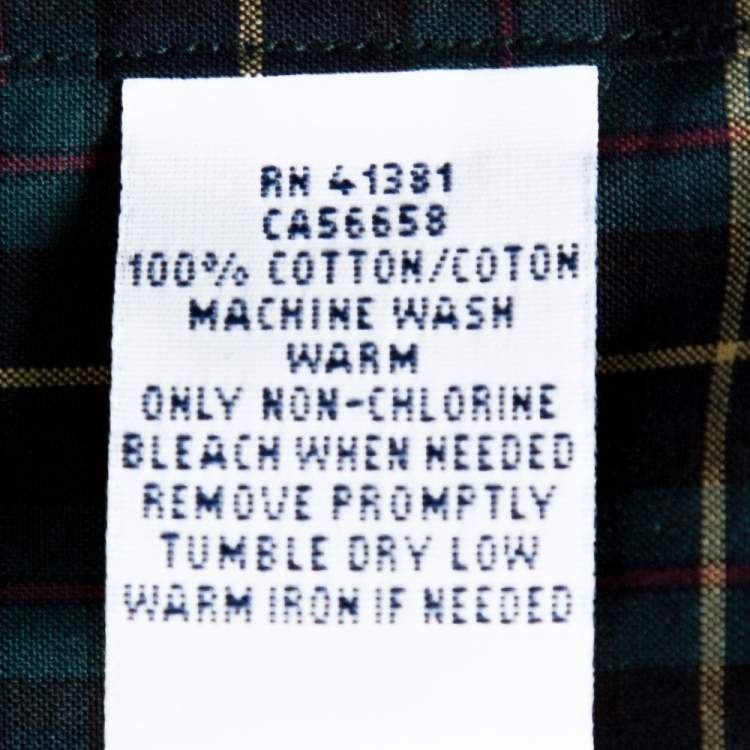 Pre Owned Ralph Lauren Green Checked Cotton Custom Fit Shirt M