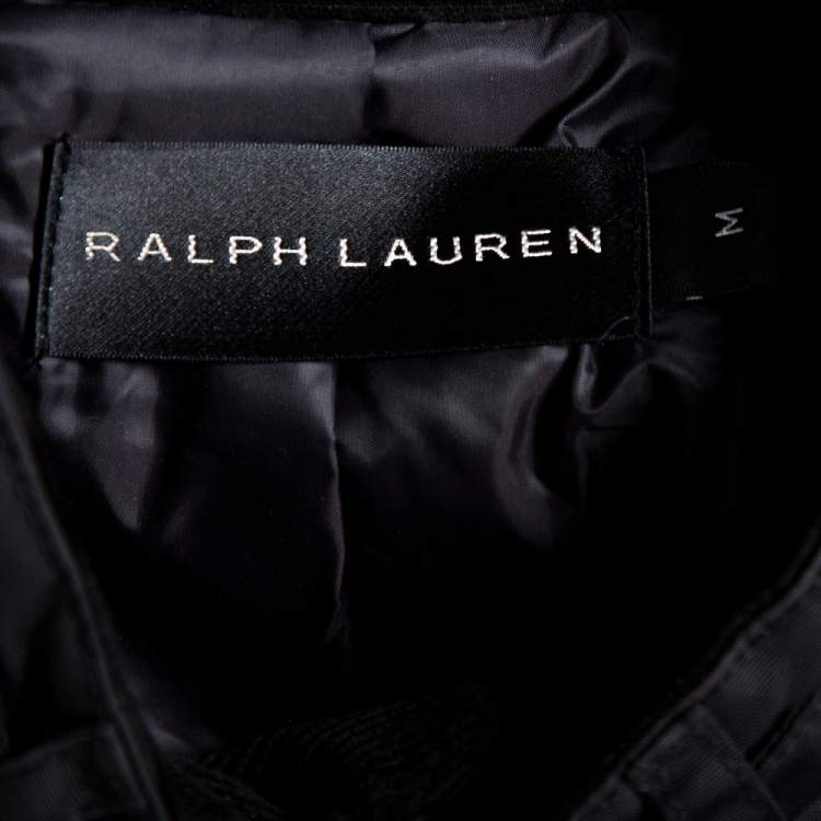 Pre Owned Ralph Lauren Black Leather Trim Vest Jacket M