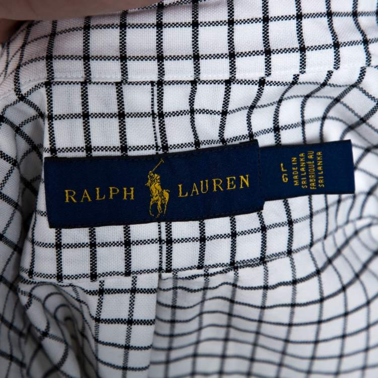 Pre Owned Ralph Lauren Black & White Window Pane Checked Cotton Shirt L