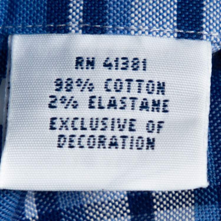 Pre Owned Ralph Lauren Blue Plaid Checked Stretch Oxford Slim Fit Shirt M
