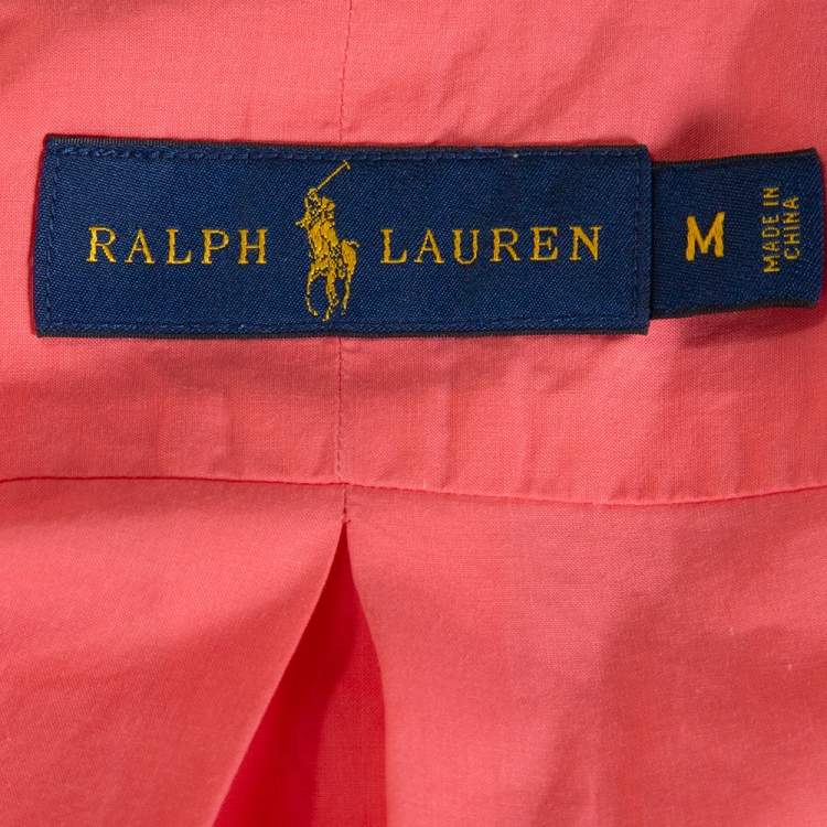 Pre Owned Ralph Lauren Coral Pink Cotton Button Down Long Sleeve Shirt M