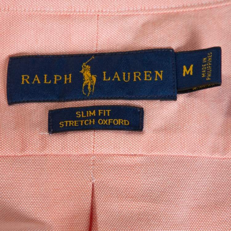 Pre Owned Ralph Lauren Light Orange Stretch Oxford Slim Fit Shirt M