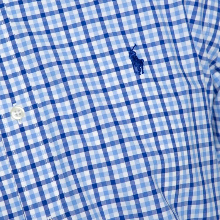 Pre Owned Ralph Lauren Blue Gingham Check Cotton Long Sleeve Shirt M