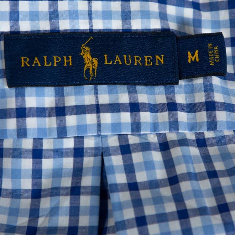 Pre Owned Ralph Lauren Blue Gingham Check Cotton Long Sleeve Shirt M
