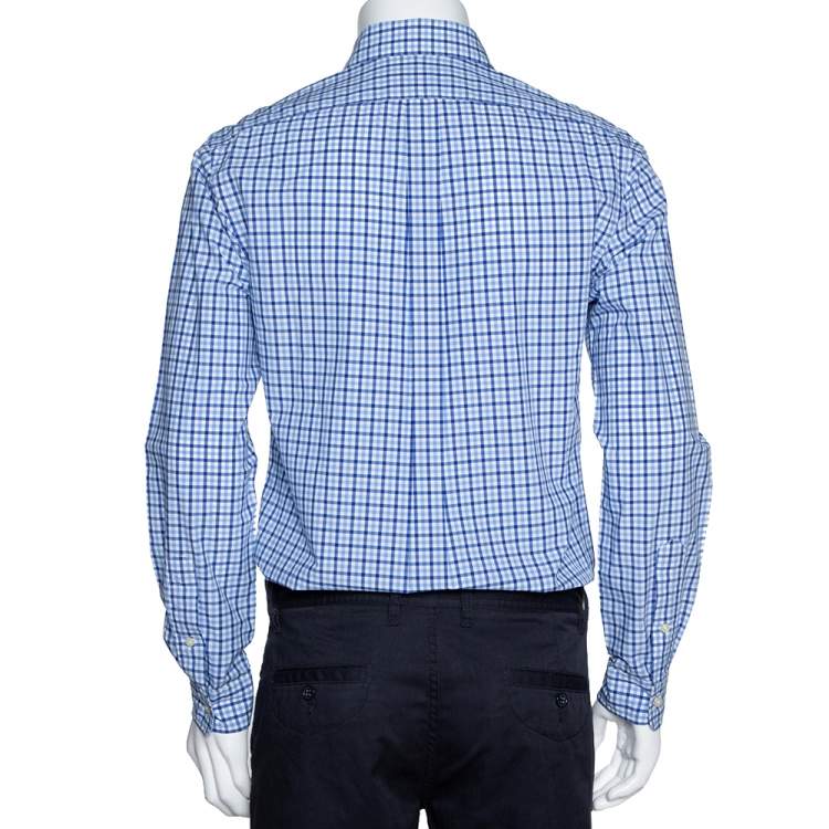 Pre Owned Ralph Lauren Blue Gingham Check Cotton Long Sleeve Shirt M