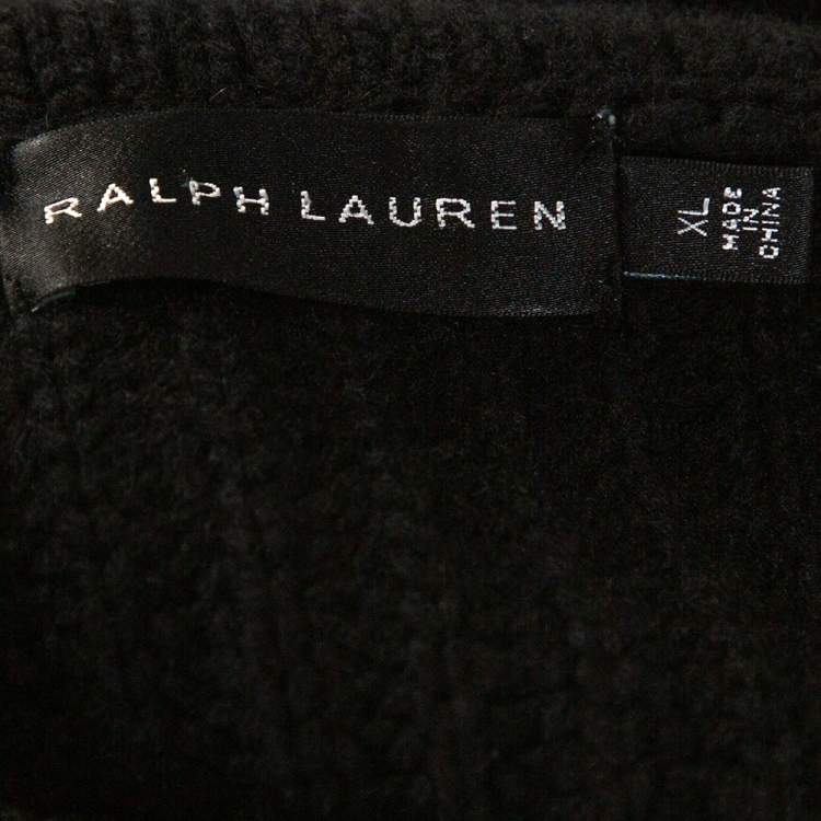 Pre Owned Ralph Lauren Black Cashmere & Wool Knit Shawl Collar Cardigan XL